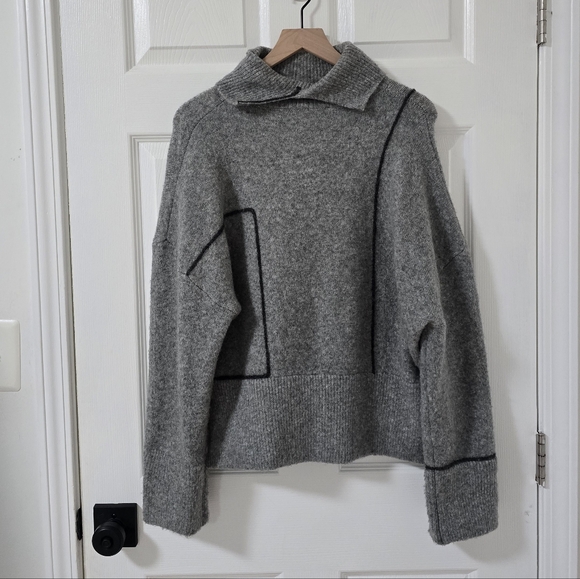 Zara Gray Turtleneck Oversized Sweater Size S - Picture 6 of 6